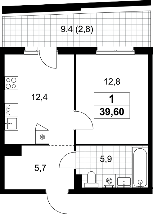 1-комн., 36.8 м², 10/10 этаж, ЖК «Прокшино»