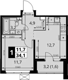 1-комн., 32.5 м², 15/24 этаж, ЖК «1-й Южный»