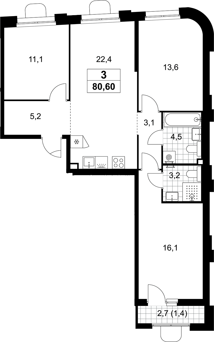 4+ комнаты, 79.2 м², 2/10 этаж, ЖК «Прокшино»