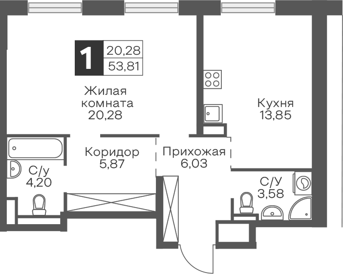 1-комн. Гранель Тринити