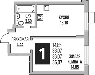 1-комн. Гранель Живописный