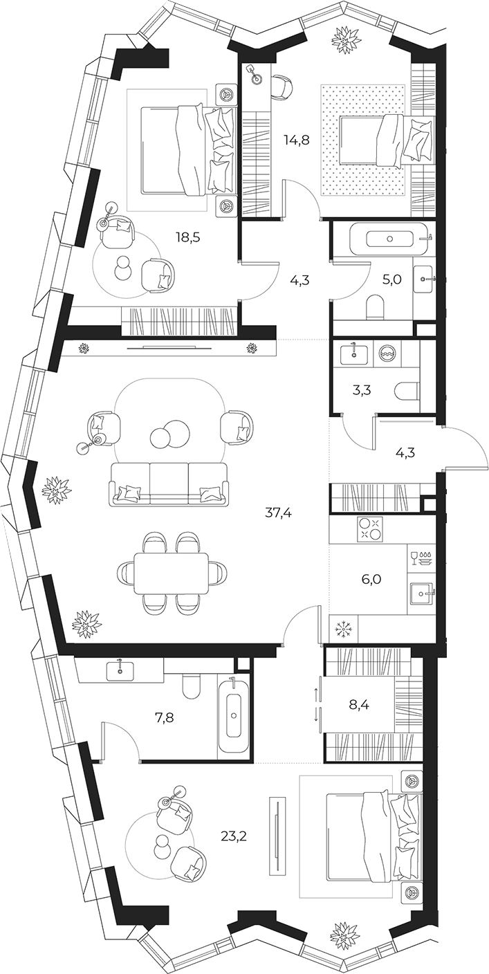 4+ комнаты, 133 м², 10/23 этаж, ЖК «МАСТЕРС»