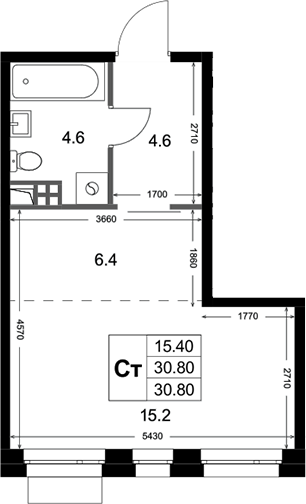 Студия, 30.8 м², 2/3 этаж, ЖК «Кореневский Форт 2.3»