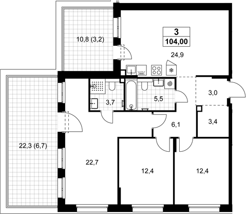 4+ комнаты, 94.1 м², 7/8 этаж, ЖК «Хольм»