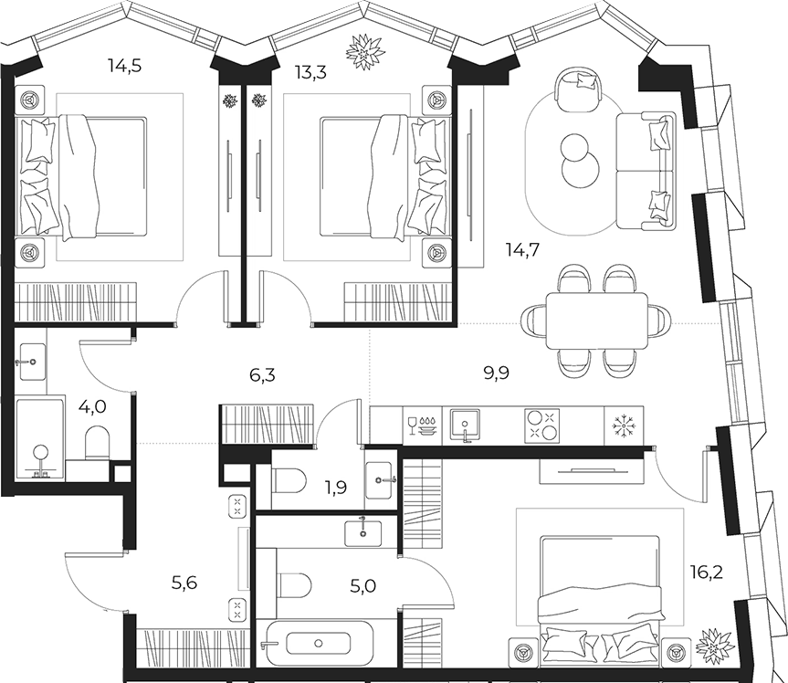 4+ комнаты, 91.4 м², 17/23 этаж, ЖК «МАСТЕРС»