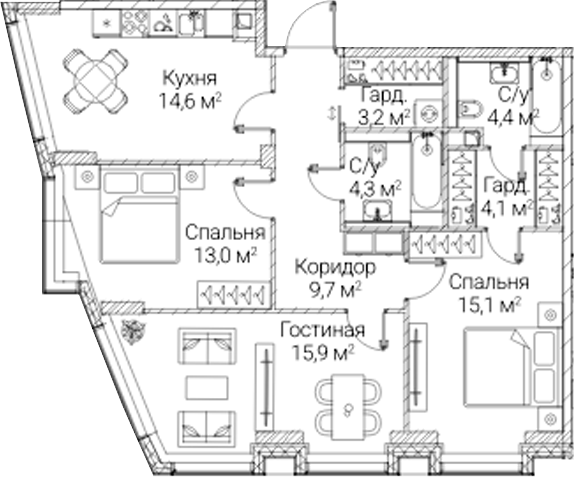 3-комн. СЕЗАР БУДУЩЕЕ
