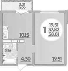 1-комн. квартира, 37.82 м² в ЖК Город у моря — фото 2