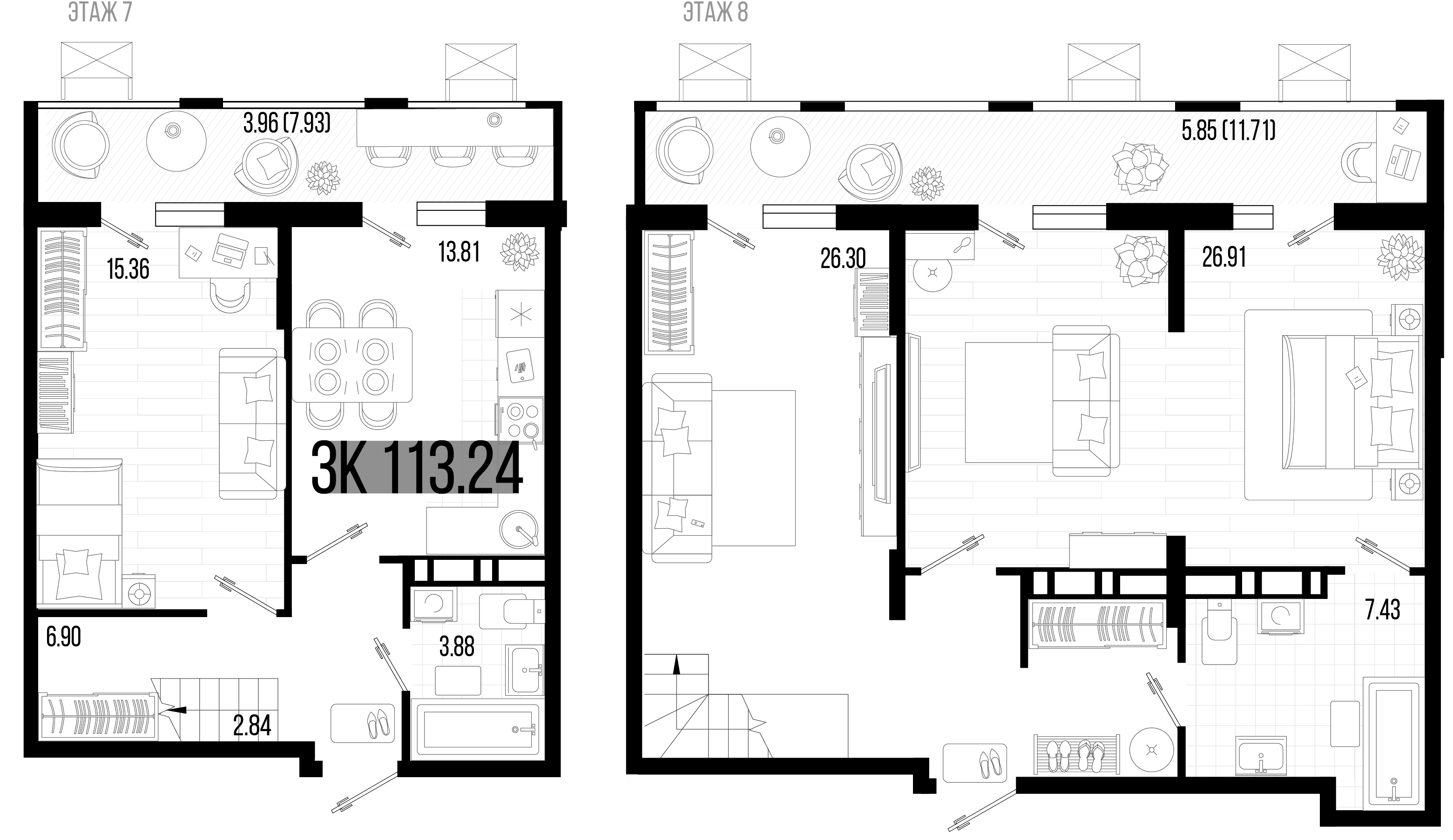 3-комн. квартира, 104.54 м² в ЖК Цветной бульвар — фото 2