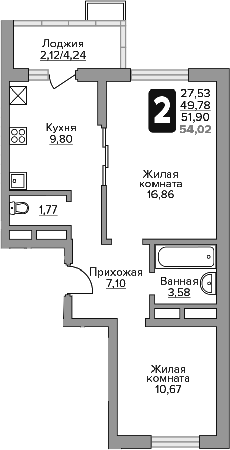 2-комн. Гранель Алексеевская роща