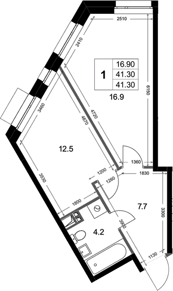 1-комн., 41.3 м², 3/3 этаж, ЖК «Кореневский Форт 2.3»