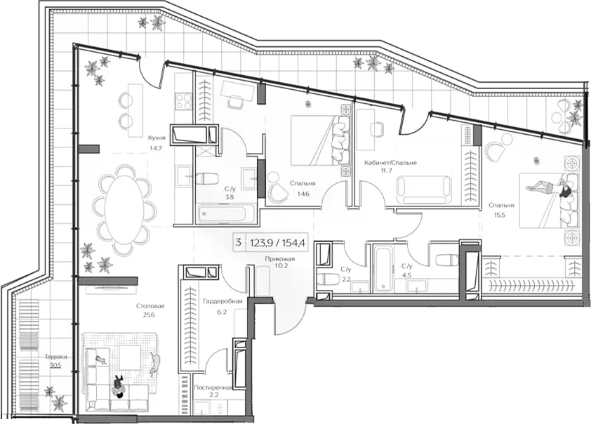 4+ комнаты, 122.7 м², 24/24 этаж, ЖК «Дрим Рива»