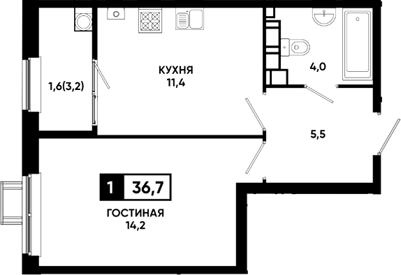 1-комн. Резиденция Софи