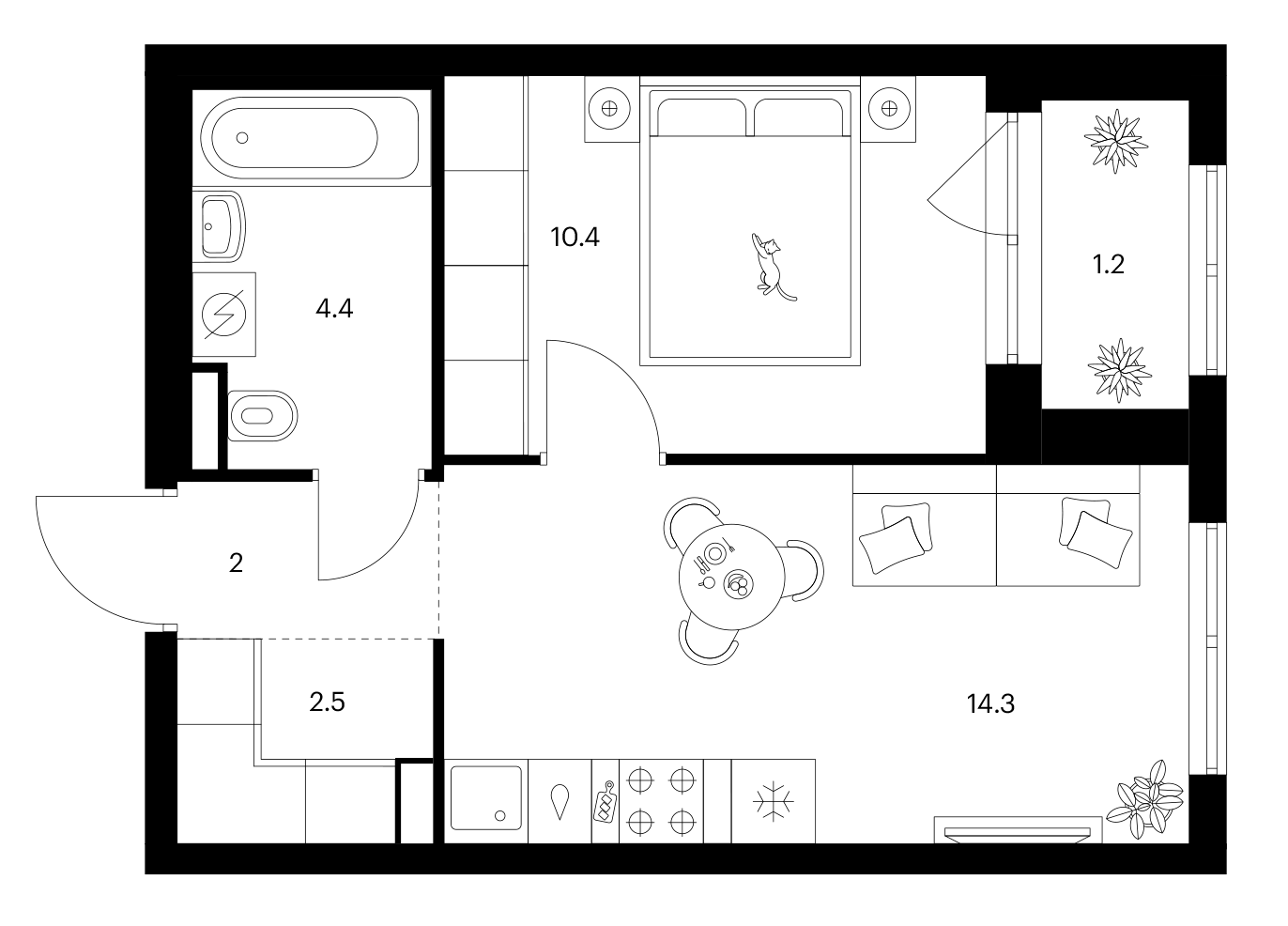 1-комн., 33.6 м², 25/25 этаж, ЖК «Ярославский»