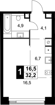 Студия, 32.2 м², 17/40 этаж, ЖК «Амбер Сити»