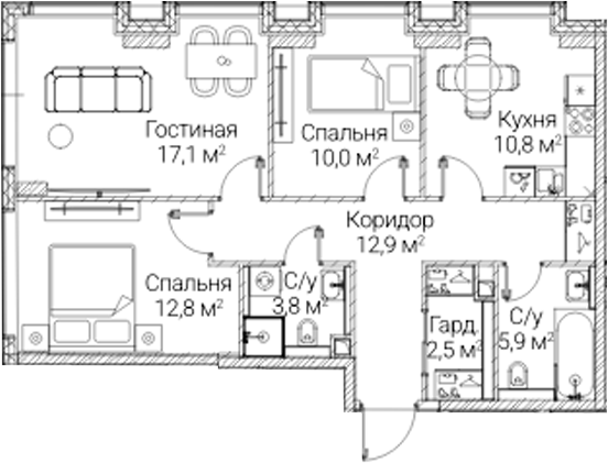 3-комн. СЕЗАР БУДУЩЕЕ