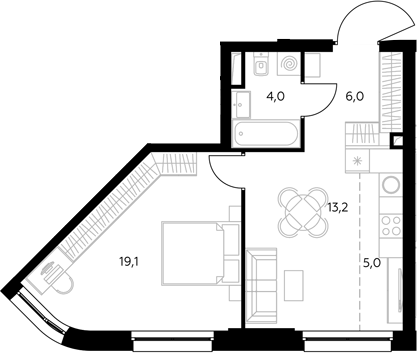 2-комн., 47.7 м², 24/43 этаж, ЖК «Адмирал»