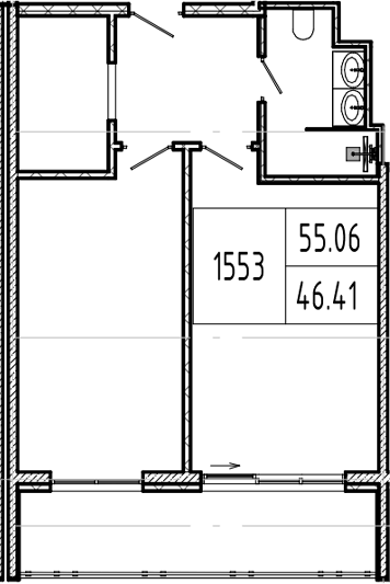 1-комн., 46.41 м², 5/9 этаж, ЖК «Alean Resort Montvert»
