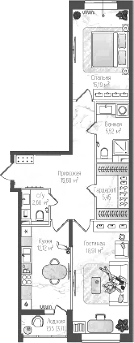2-комн. Рига Хиллс