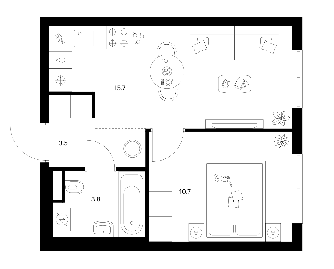 1-комн., 33.7 м², 25/25 этаж, ЖК «Ярославский»