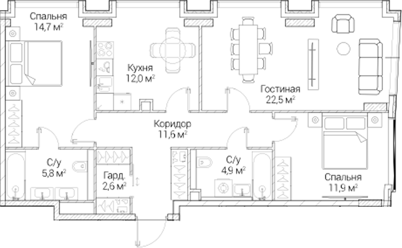 3-комн. СЕЗАР БУДУЩЕЕ