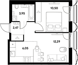 2-комн., 35.26 м², 7/25 этаж, ЖК «ЭВО»