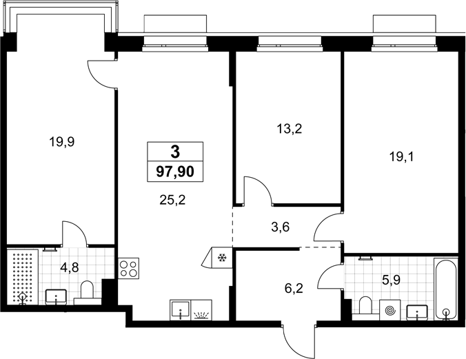 4+ комнаты, 97.9 м², 4/8 этаж, ЖК «Хольм»