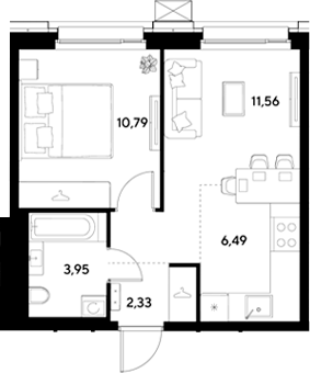 2-комн., 35.12 м², 11/25 этаж, ЖК «ЭВО»