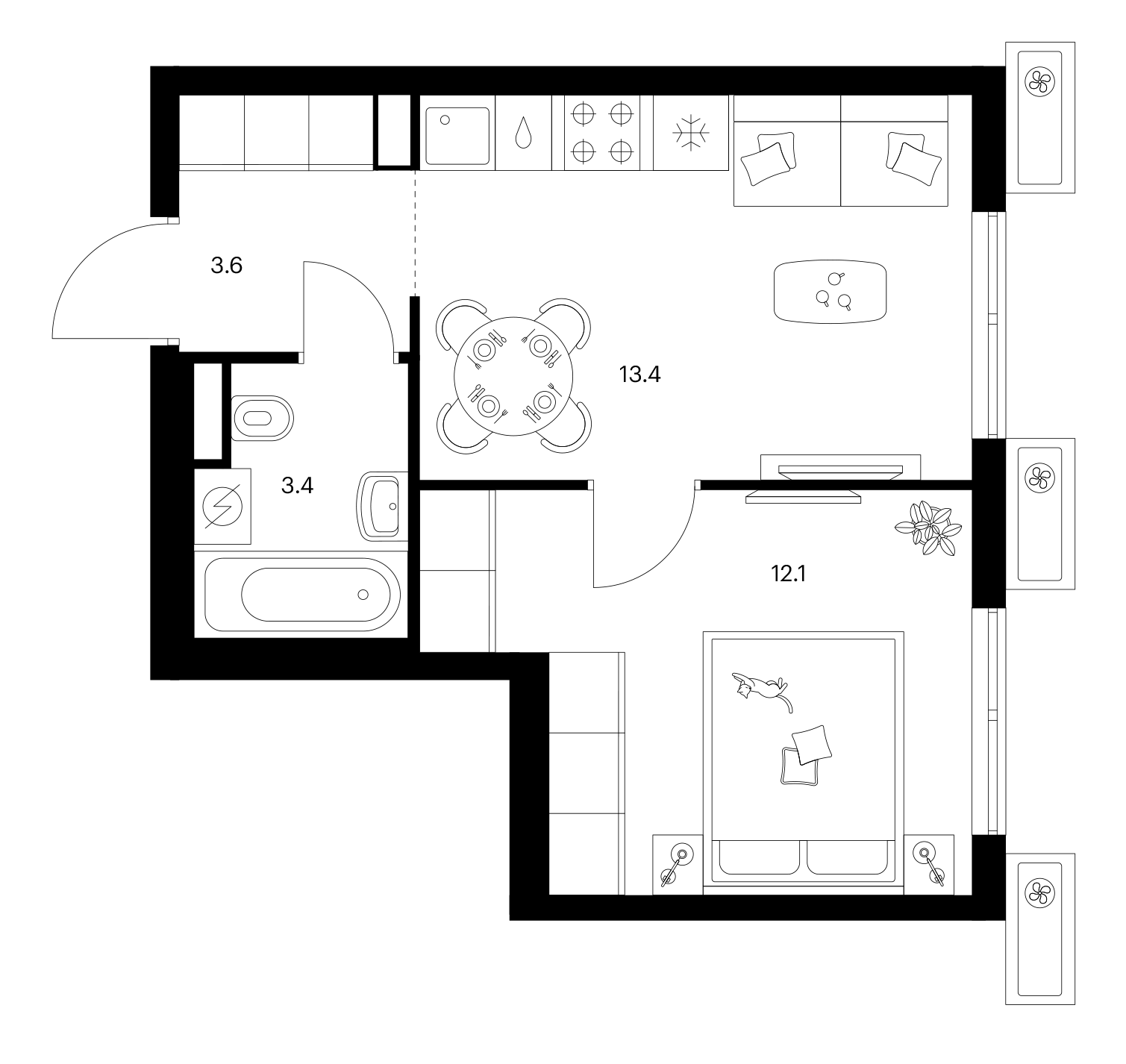 1-комн., 32.5 м², 17/25 этаж, ЖК «Ярославский»