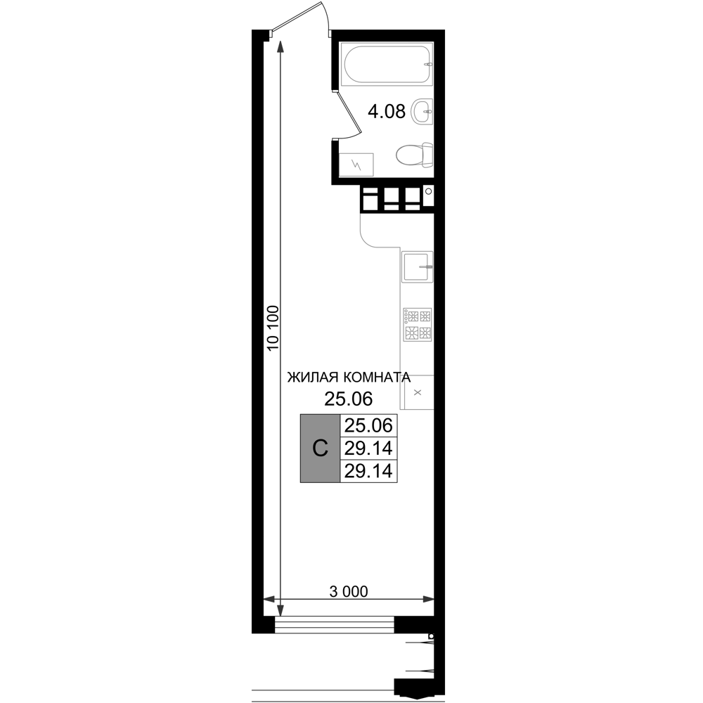 Студия квартира, 29.14 м² в ЖК Резиденция морей — фото 2