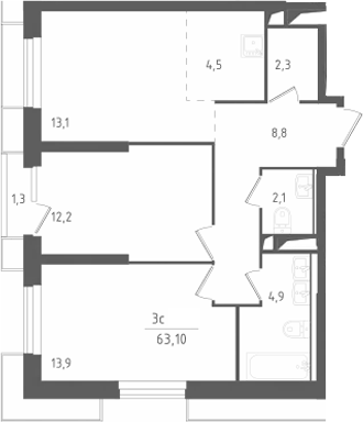 3-комн. Скай Спутник
