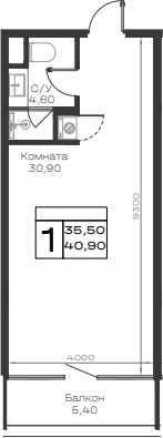 Студия, 35.5 м², 5/6 этаж, ЖК «Хако»