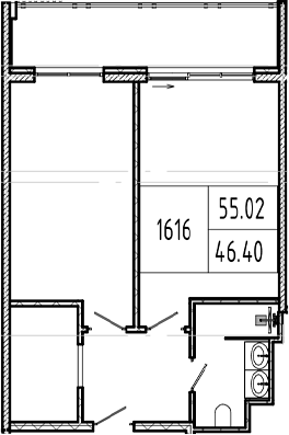 1-комн., 46.4 м², 6/9 этаж, ЖК «Alean Resort Montvert»