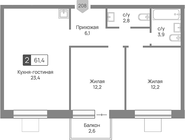 3-комн. Отрада 3