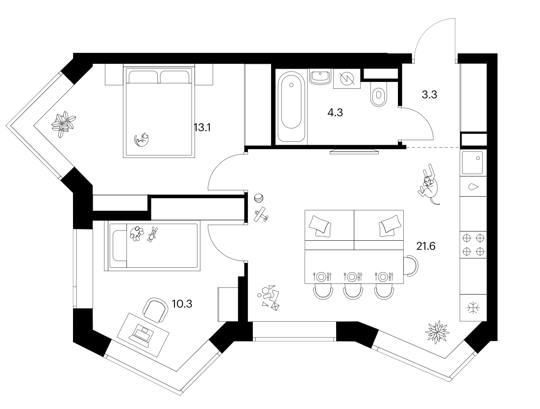 2-комн. Мичуринский парк