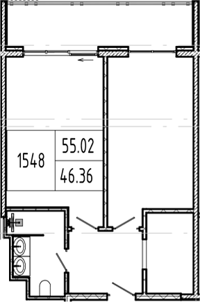 1-комн., 46.36 м², 5/9 этаж, ЖК «Alean Resort Montvert»