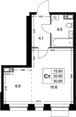 Студия, 30.8 м², 2/3 этаж, ЖК «Кореневский Форт 2.3»