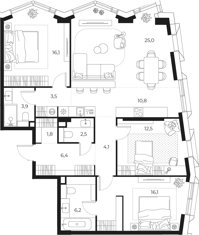 4+ комнаты, 108.9 м², 15/23 этаж, ЖК «МАСТЕРС»