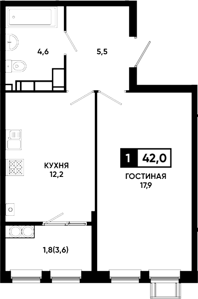 1-комн. Резиденция Софи