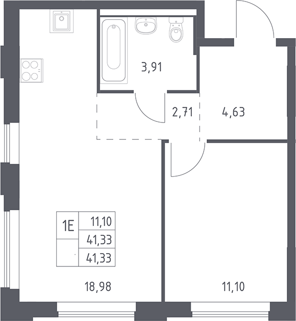 2-комн., 41.33 м², 11/12 этаж, ЖК «Рублевский квартал»