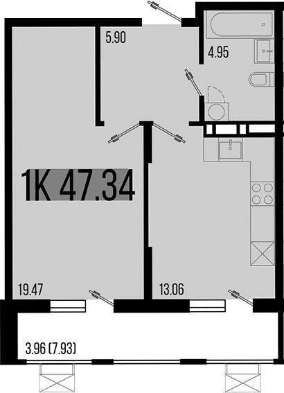 1-комн. квартира, 43.38 м² в ЖК Цветной бульвар — фото 2