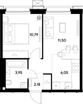 2-комн., 34.47 м², 13/25 этаж, ЖК «ЭВО»