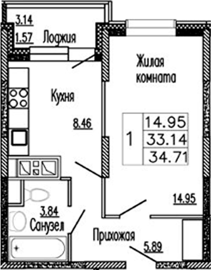 1-комн. Клевер