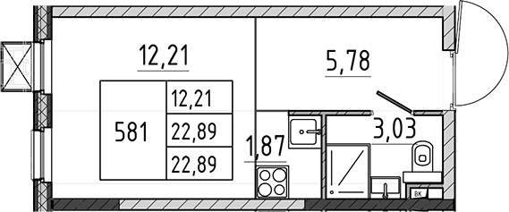 Студия, 22.89 м², 2/17 этаж, ЖК «Поварово-Молодежный-2»