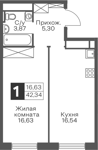 1-комн. Гранель Тринити