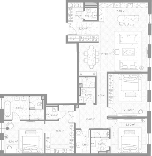3-комн., 177.3 м², 5/7 этаж, ЖК «Николь»