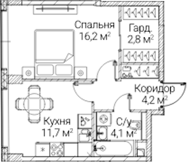 1-комн., 39 м², 25/41 этаж, ЖК «СЕЗАР БУДУЩЕЕ»