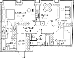 3-комн. СЕЗАР БУДУЩЕЕ