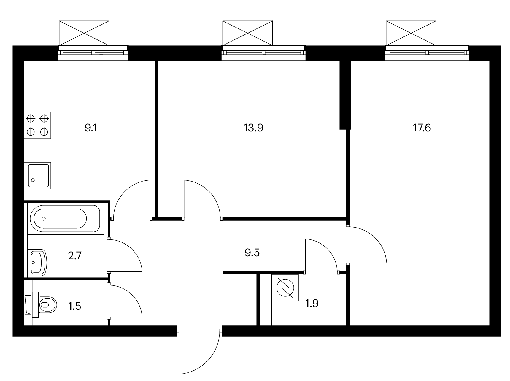 2-комн., 56.2 м², 15/25 этаж, ЖК «Белая Дача парк»