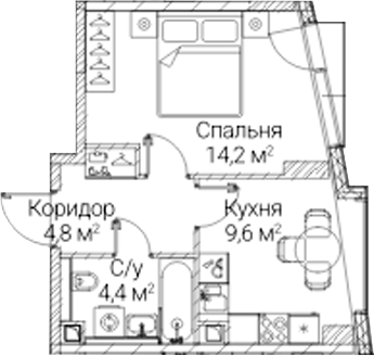 1-комн., 33 м², 26/41 этаж, ЖК «СЕЗАР БУДУЩЕЕ»