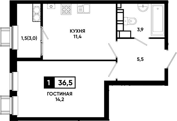 1-комн. Резиденция Софи